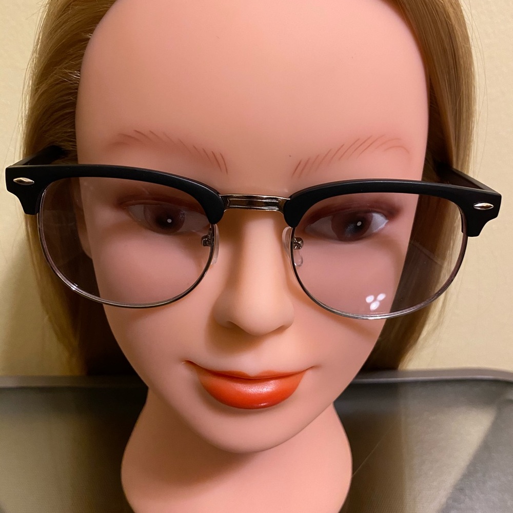 (UNISEX) Black & Silver Sophisticated Clear Frames